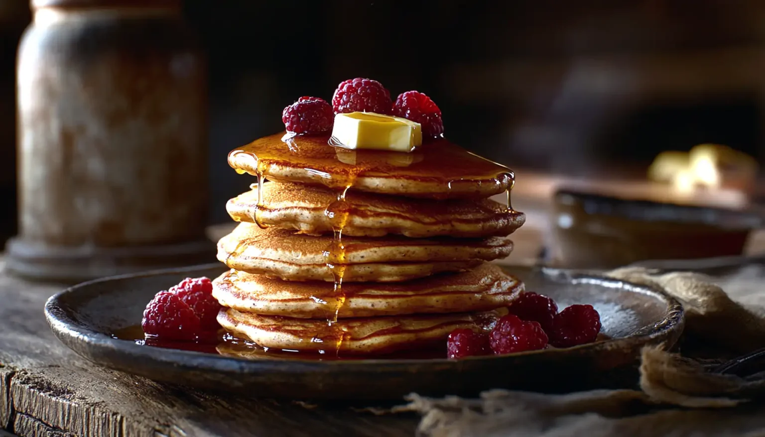 Whole Wheat Pancakes with Honey