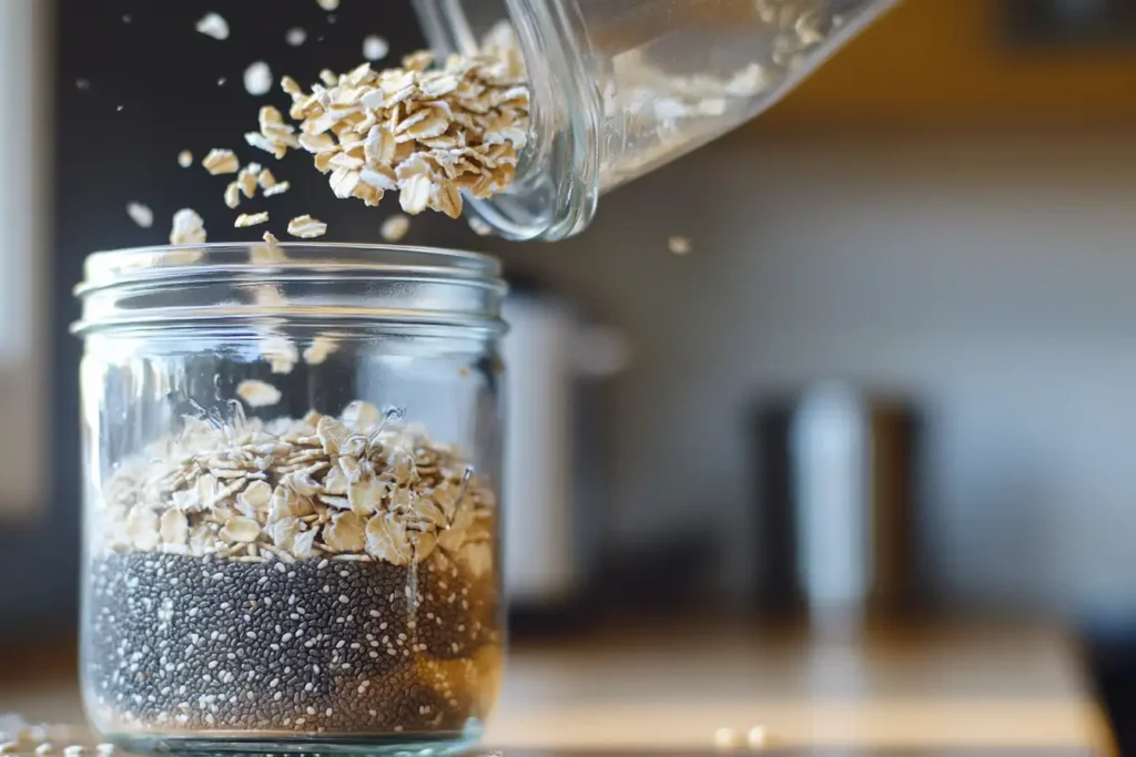 Overnight Oats with Chia Seeds and Blueberries