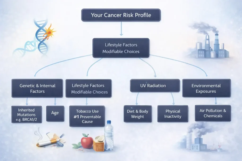 following visual summarizes how these three categories interact to influence overall risk The Truth About Cancer: What Science Really Says